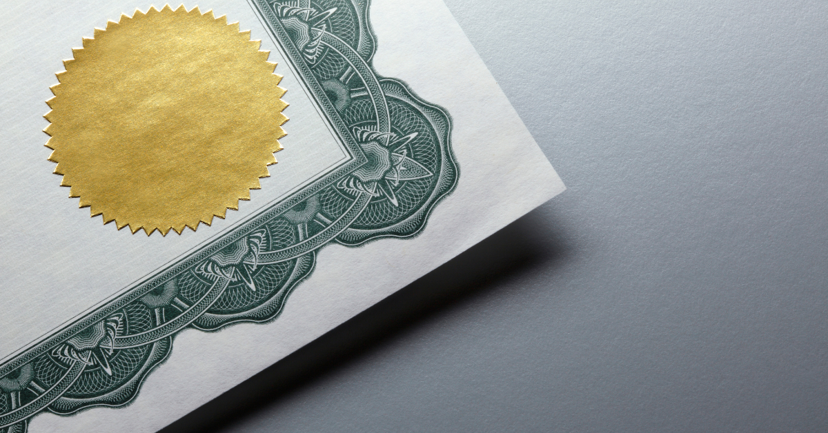 photo of a certificate or credential